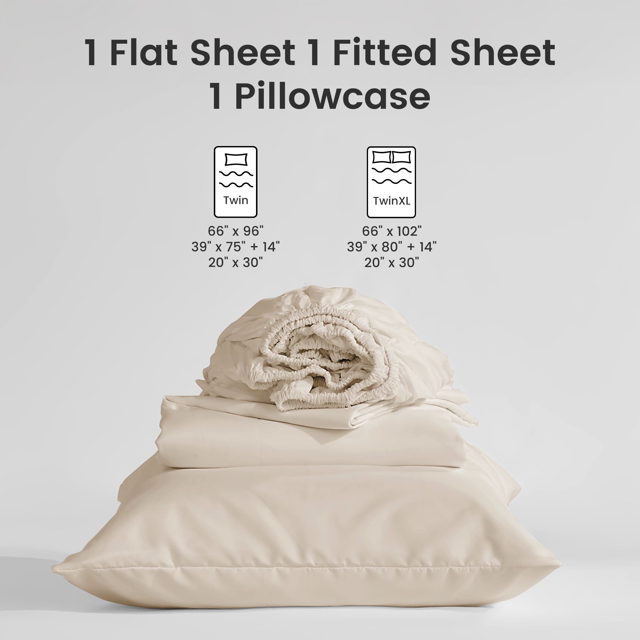Sonive Bed Sheet Sets,Ultra Soft Breathable Luxury 4 Piece, (Beige, Queen) - Image 3